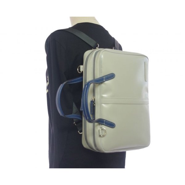 画像9: 3way ビジネスブリーフケース 2コンパートメント34「Cantabile 2/wf」マットライトグレー / 紺