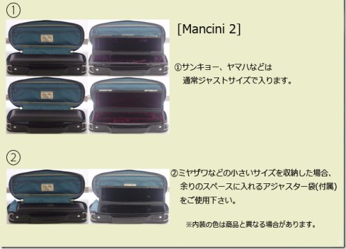 　2: ピッコロケースガード「Mancini 2/wf」マットブラック / 本革黒ハンドル・赤ネーム