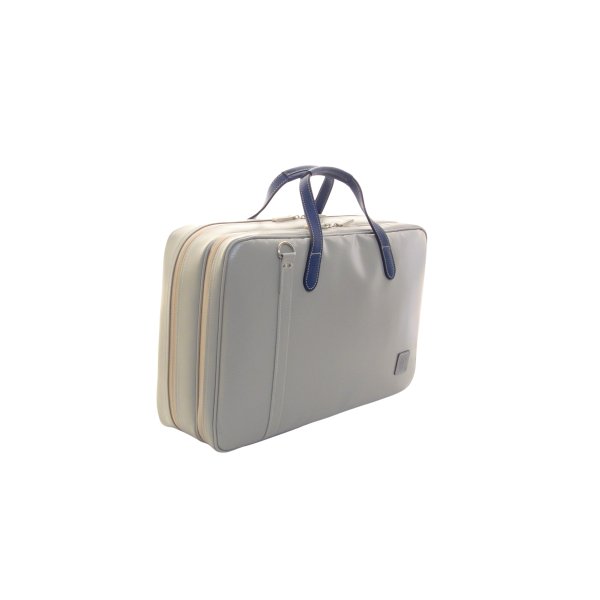 画像3: 特注ハンドメイド リュック式 2コンパートメント マチ厚ケース「Deniro 4/wf」(マリゴM2,オーボエレジェンドなど対応) グレー/紺