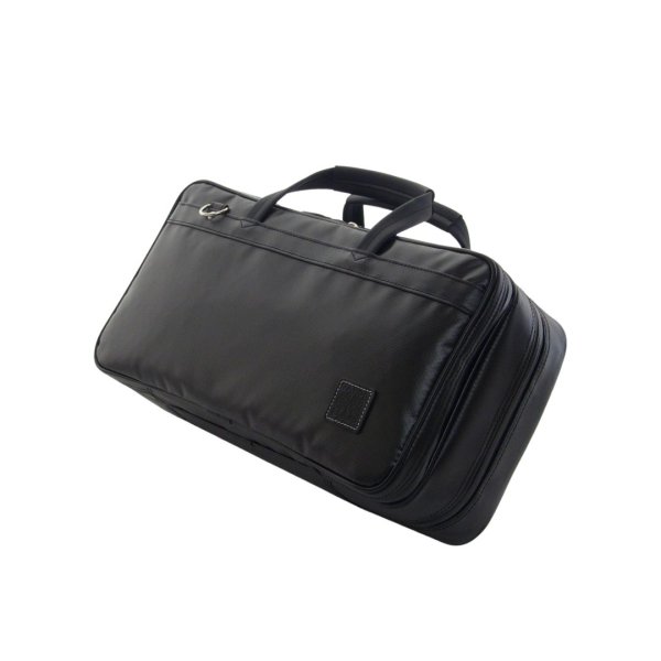 画像1: ハンドメイド 大きめオーボエバッグ（Wファスナー・2コンパートメント）「Camarade3/wf」ソフトマットブラック / 黒ショートハンドル