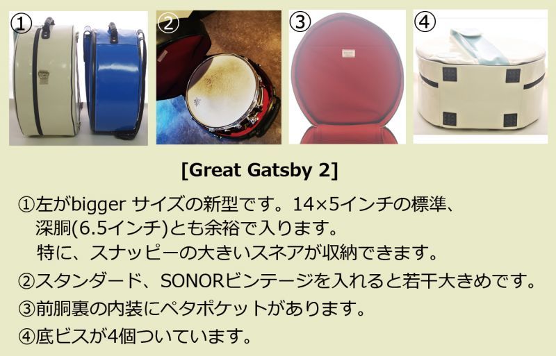 画像: ハンドメイド 3WAY 専用リュック式 スネアケース「Great Gatsby2」（大きめ・bigger size・スティックケースポケットなし）ブルーアイボリー / ミント