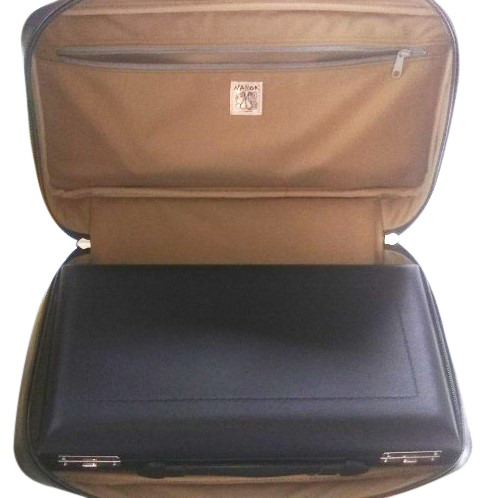 画像: ハンドメイド 大きめオーボエバッグ（Wファスナー・2コンパートメント）「Camarade3/wf」ソフトマットブラック / 黒ショートハンドル